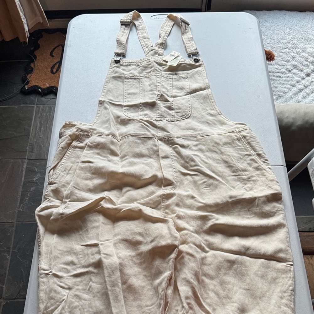Aerie Cream Overalls with Adjustable Straps